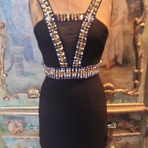 Karen Millen Black Dress with Gold Embellishments